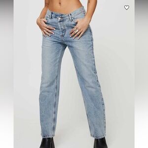 Princess Polly Light Blue Straight Leg Jeans